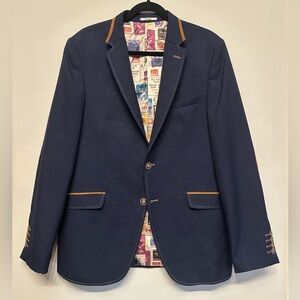 Vintage Vibes Vercini Navy Blazer w/ Postage Stamp Lining Size 54 (US 44L)
